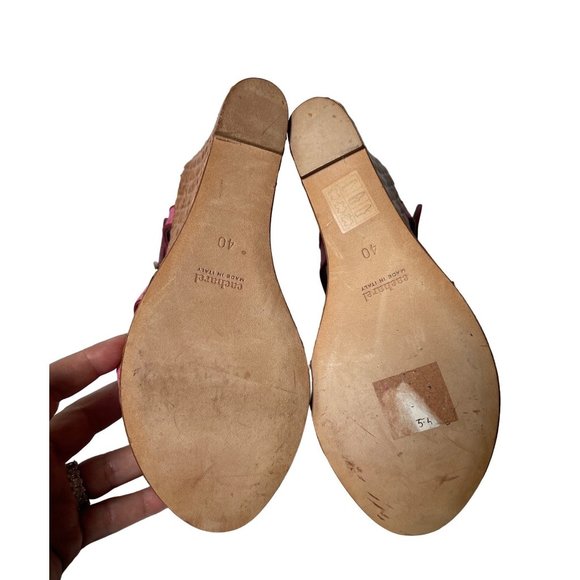 Anthropologie Cacharel Italy Platform Wedges Sandals Pink Leather Sz EUR 40 US 9 - Picture 7 of 7